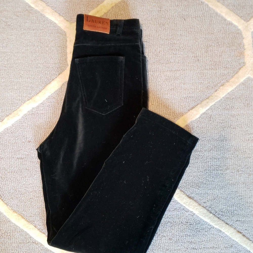 Ralph Lauren black velvet women pants size 10p